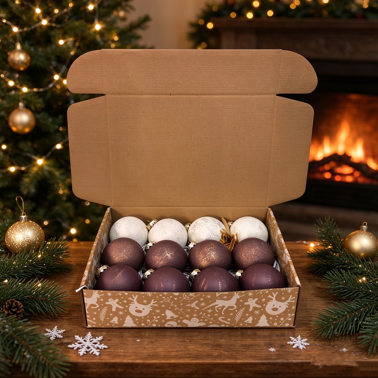 TEMU 12pcs Neutral Christmas Ornaments Balls, 3.15 Inch Ivory Christmas Tree Decorations, Shatterproof Hanging Christmas Baubles For Holiday Party,