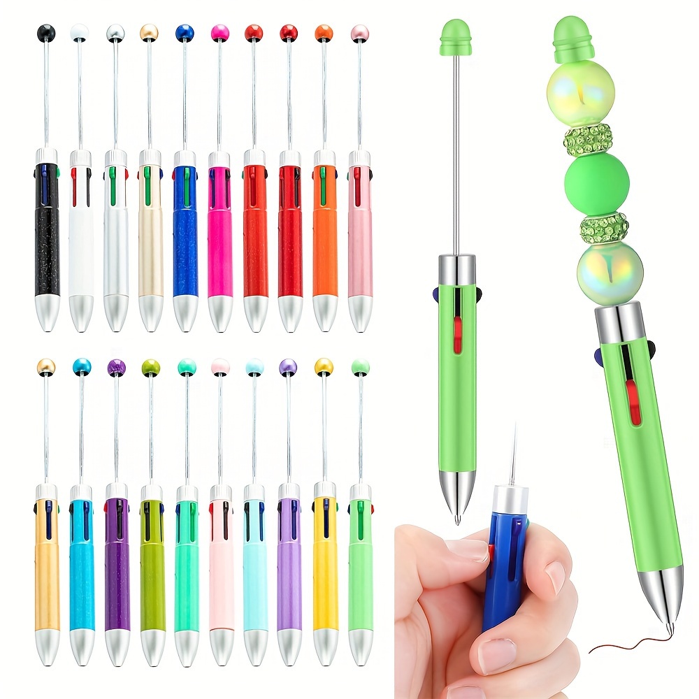 

20pcs 4 In1 Plastic Beadable Retractable Ballpoint Pen Assorted Inks 4 Ballpoint Pen For Diy Teacher Supplies