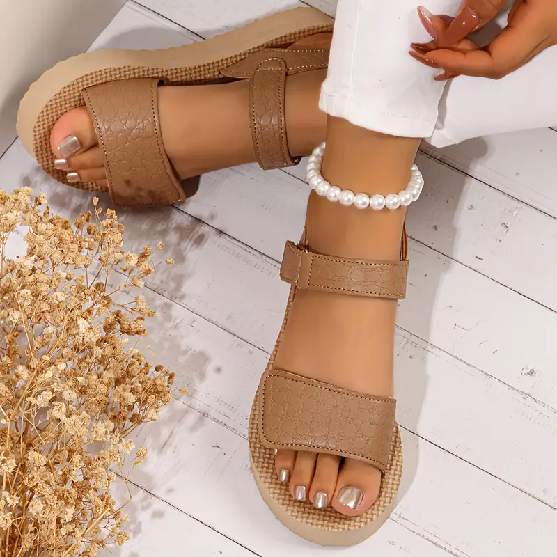 womens solid color fisherman sandals open toe strappy back eva sole eva insole microfiber inner with lightweight and comfortable materials for travel Product details 11