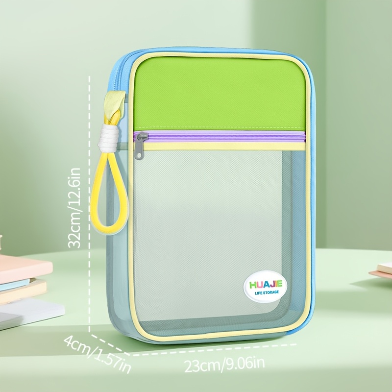 Image of A Must-have For Students! Large Capacity Tote Bag For Stationery Storage, Perfect For Organizing Documents And Materials. Of Mesh And Oxford Cloth, It With Colors.