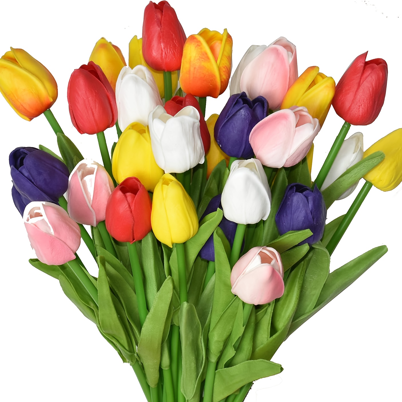 

24pcs Artificial Tulips Bouquet - Real Touch Flowers, Decor, Ideal For Parties & Weddings, Perfect Day Gift, Seasonal Decor|vibrant Bouquet|no Maintenance, Flower Decorations