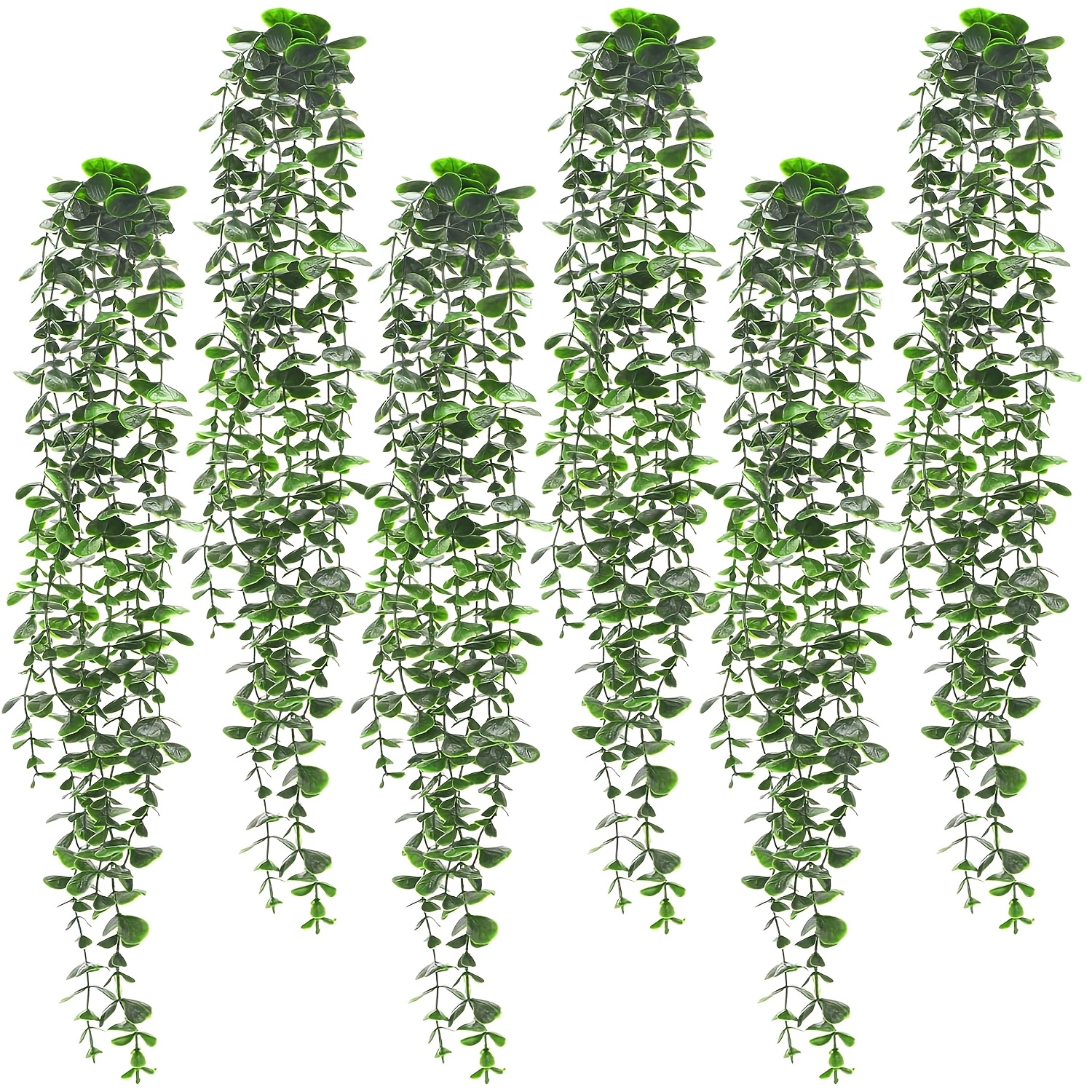 Image of 6pcs Artificial Eucalyptus Plant, Simulated Hanging Greenery, Uv Resistant, With A Vine-like Shape, Suitable For Indoor And Outdoor Decoration In Bedrooms, Living Rooms, Walls, , , Shelves, Etc