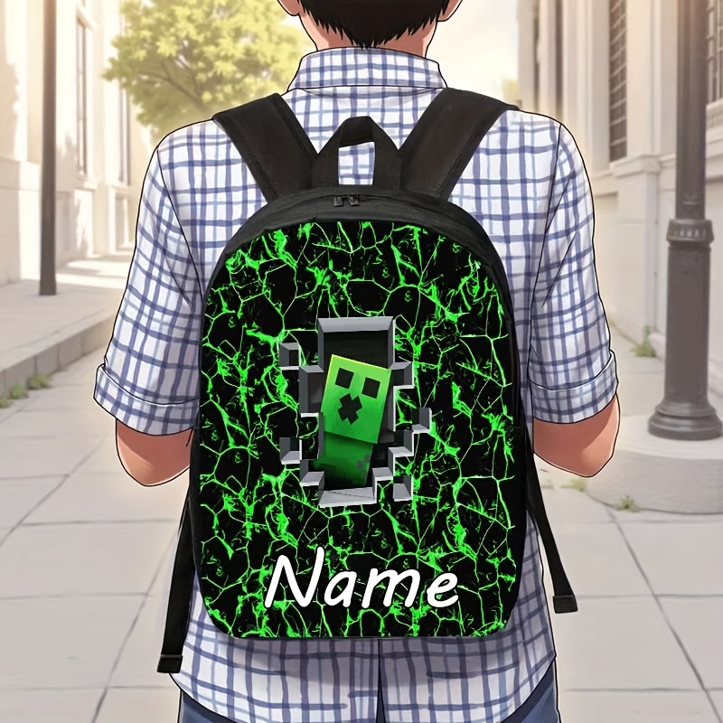 TEMU Mochila y duradera de 17 pulgadas con /texto personalizable, estampado de enredadera y agrietada - Correas ajustables, portabotellas, adecuada