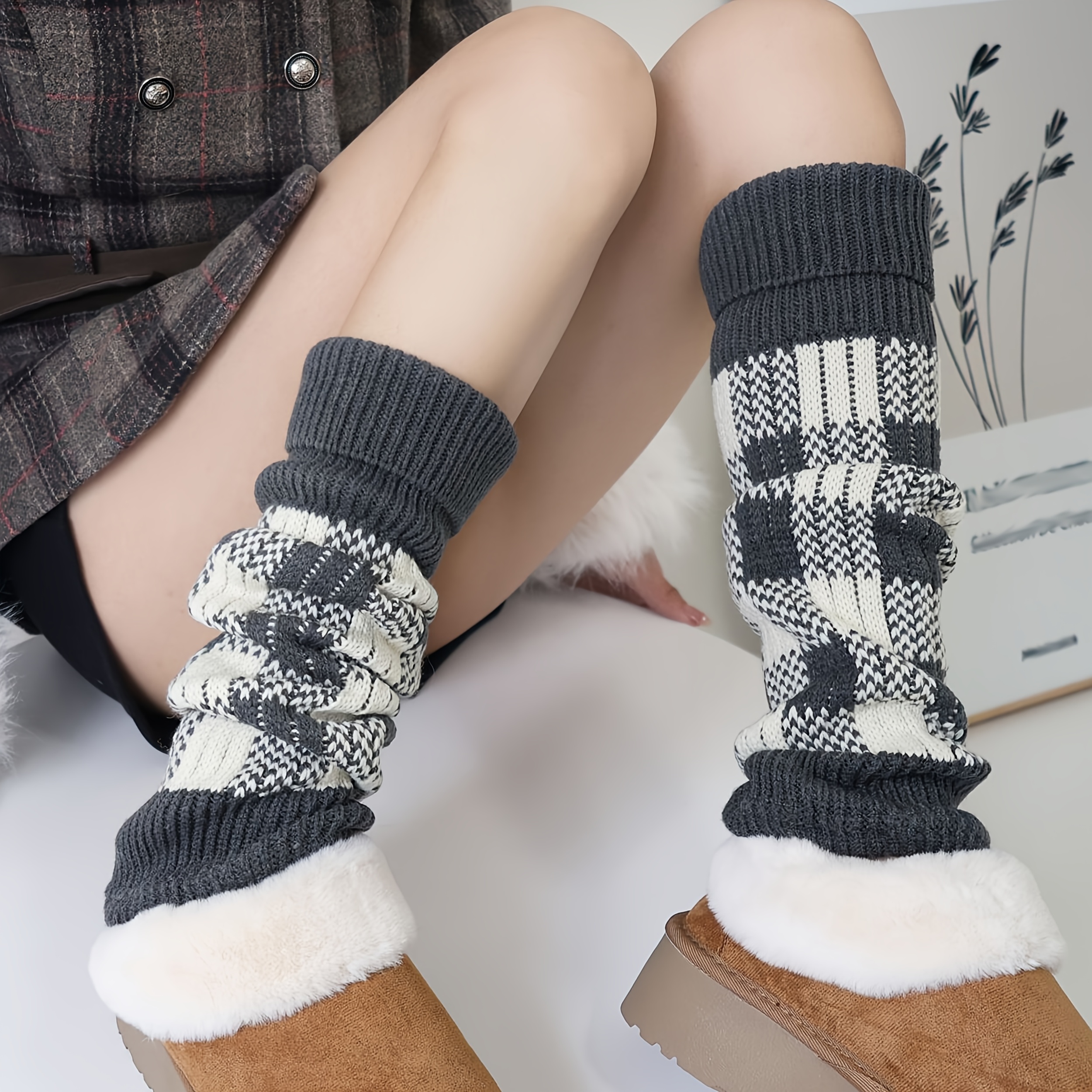 Women Striped Knitted Leg Warmers Winter Footless ... U2013 Vicedeal
