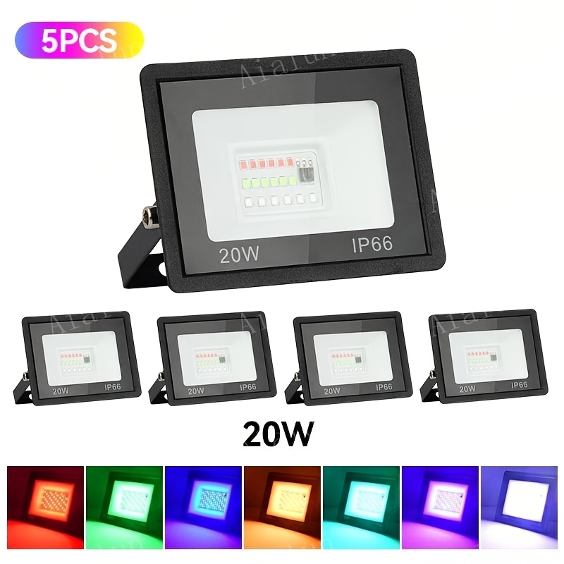 Image of 20w Floodlight, Rgb Floodlight, Indoor Lighting, Garden And Courtyard Landscape Light, Color Floodlight, Rgb Landscape Lighting, Suitable For Stairs, Corridors, Gardens And Courtyards, Wiring Type