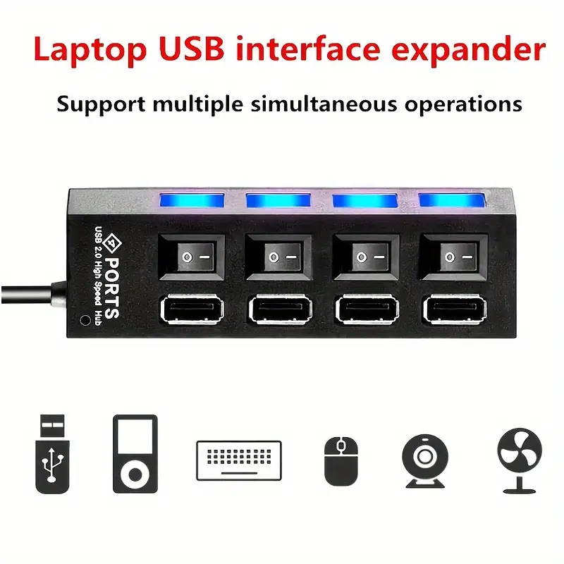 high 7ports usb splitter hub usb hub 2 0 use power adapter usb 2 0 multiple expander switch hub docking stations 30cm cable details 4
