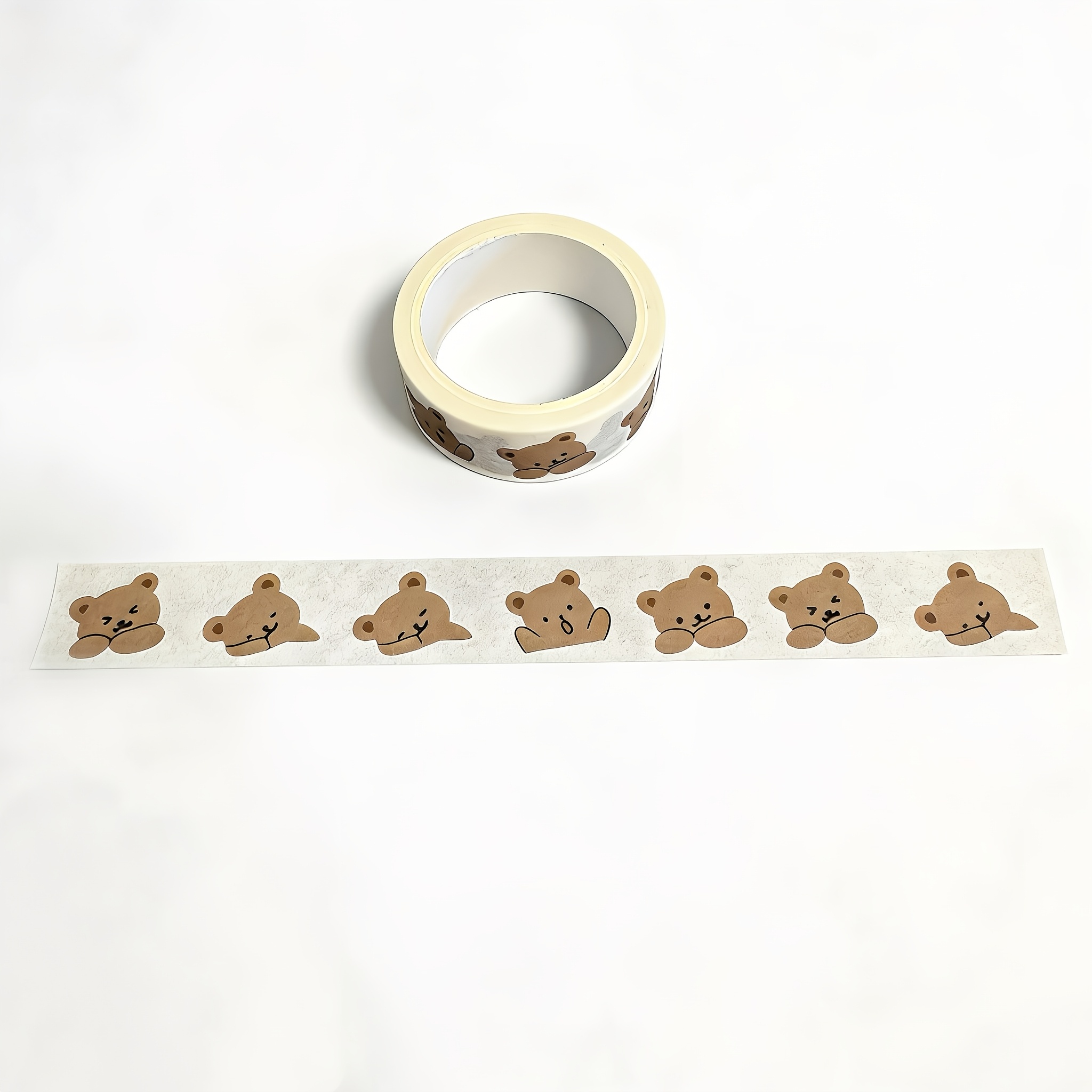 TEMU Eine Einzelpackung mit niedlichen, schräg stehenden Bären und Washi-Tape, Maße 15 mm x 196,8 Zoll - für Scrapbooking, Basteln und Bürobedarf