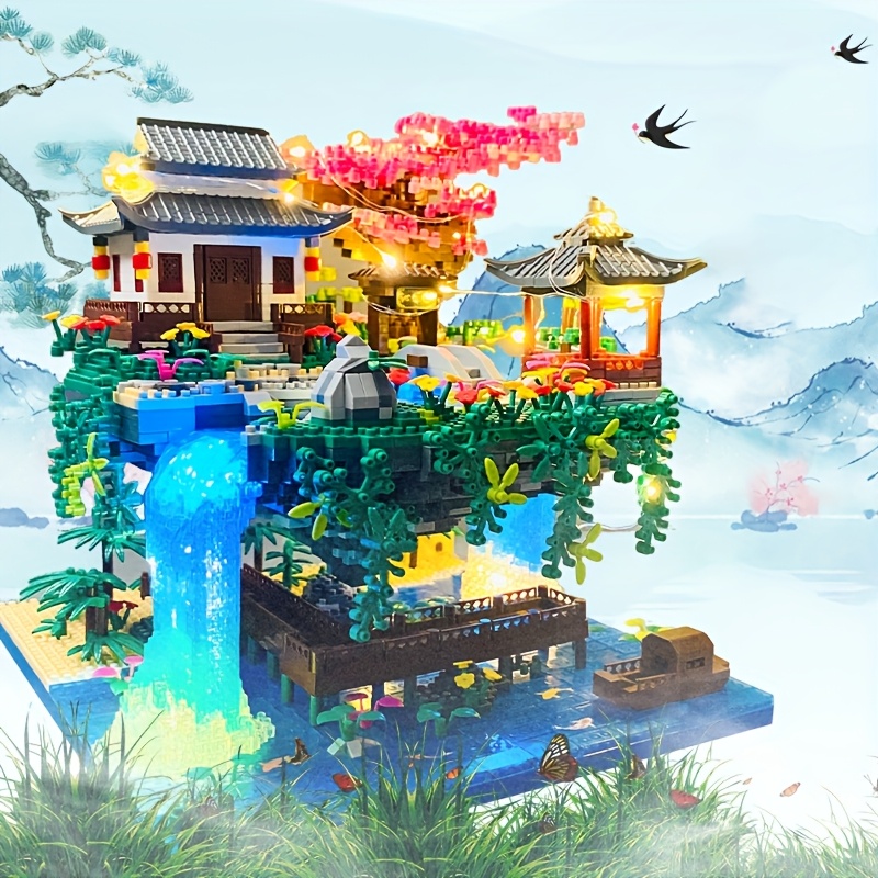 Creative Peach Blossom Pond Building Blocks Set