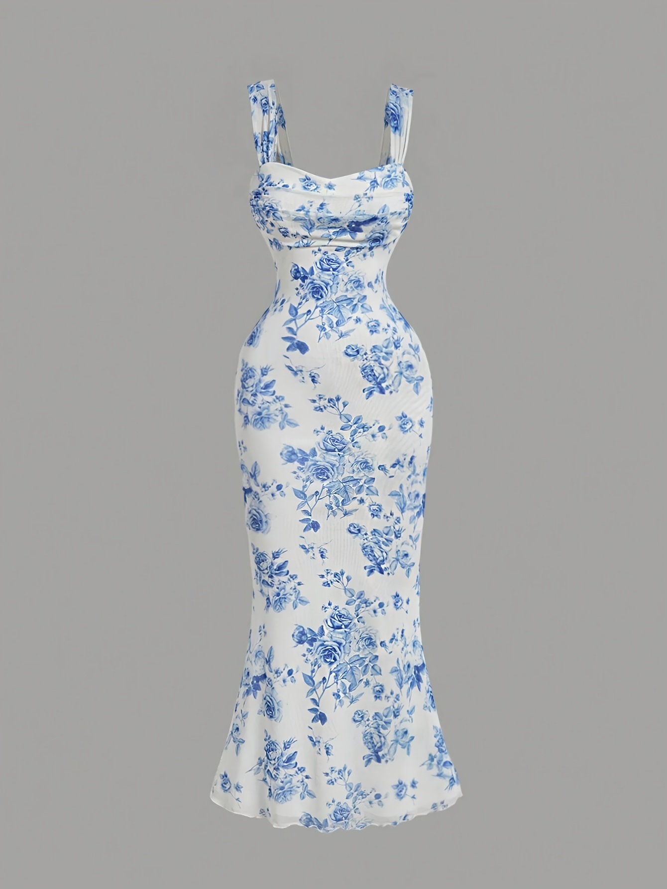 blue and white floral dress sold on Temu United States