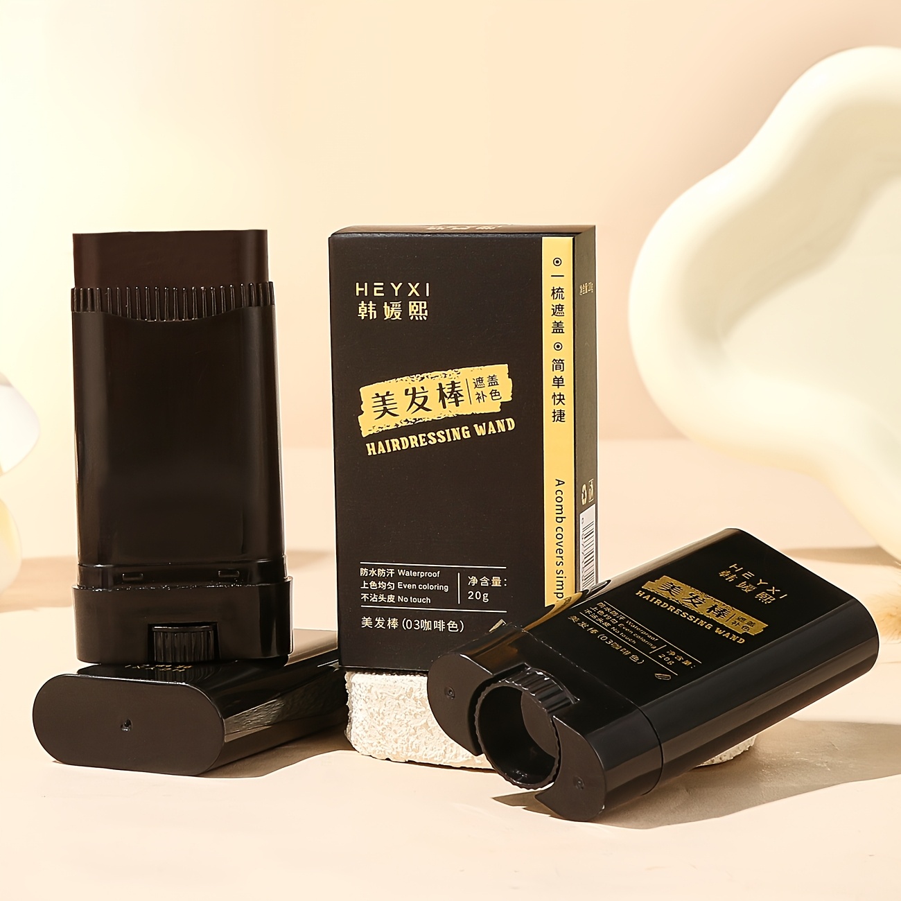 20g Quick Hair Dye Stick - Permanent Coverage, Long-Lasting Results, Portable Applicator Brush Design, Home or On-the-Go Touch-Ups, Suitable for Brown/Black Hair