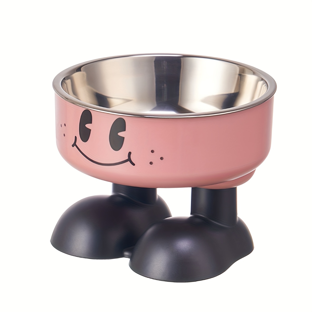 Image of Cartoon High-footed Cat Bowl With A , Designed To Prevent And Protect Against Cervical Spine Issues For Pets, Suitable For Dogs And Cats, Without Battery