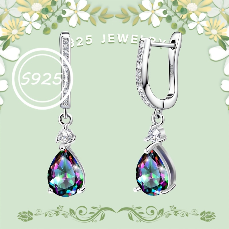 S925 Silvery Mystical Rainbow Ear Buckle Small Earrings