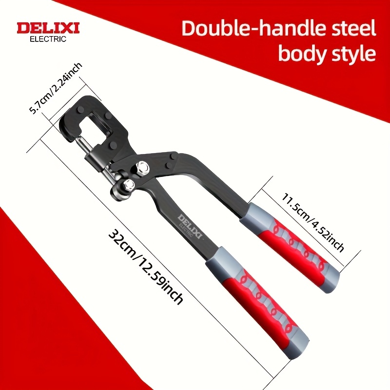 Image of 10-inch/12-inch Hole Punch Pliers, Stamping Locking Crimping Tool, Frame Fastening Hand Tool, Plate Punching Tool, Metal Sheet Hole Punch, Ceiling-specific Hole Opener Pliers, Punch Head, Rivet Tool