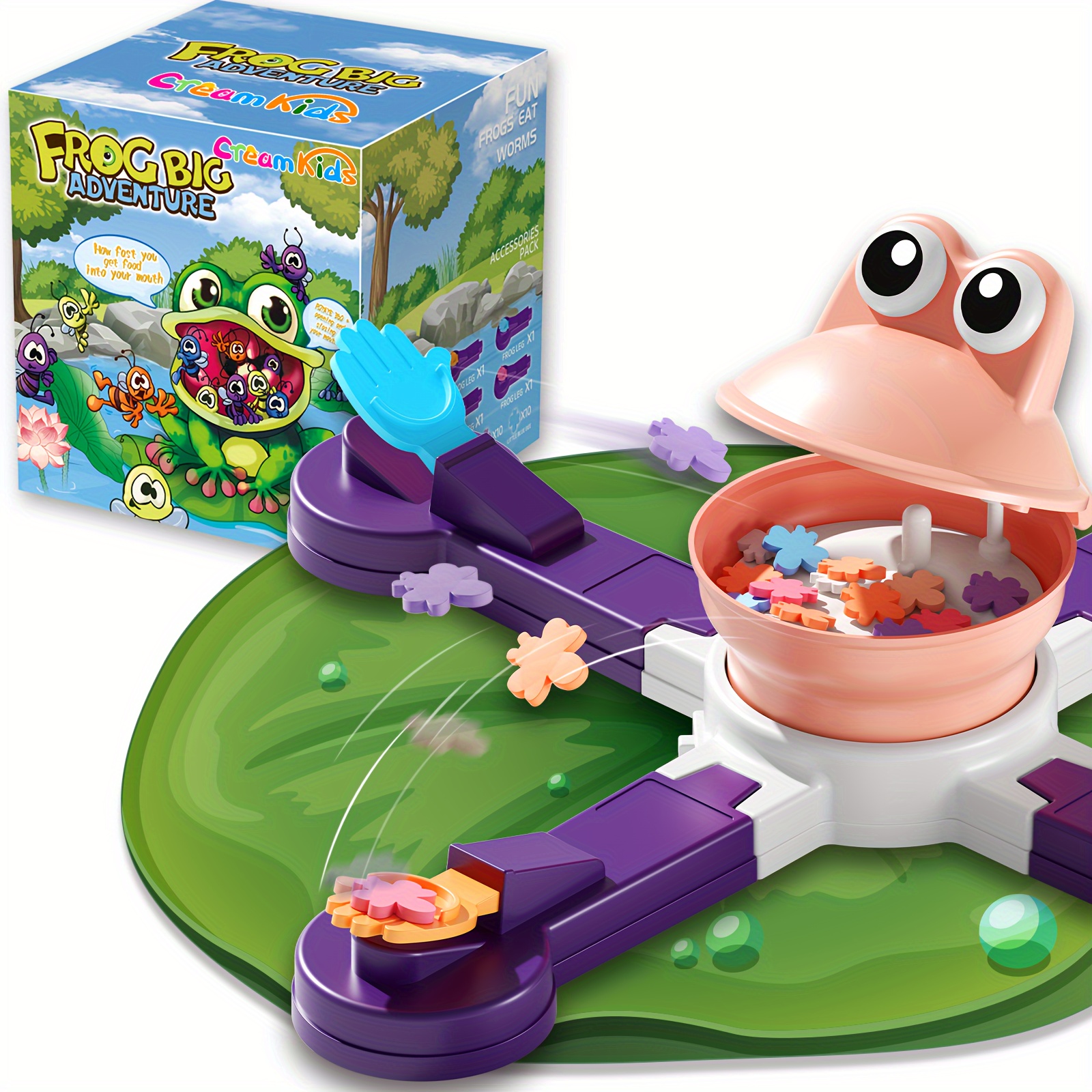 

Creamkids - The Board Game By Frog Feeding Game, Frog Eat Bees Competitive Game, Family Board Games For 1 To 4 Players, Play Solo-multiplayer-teams, 15 Minute Playing Time