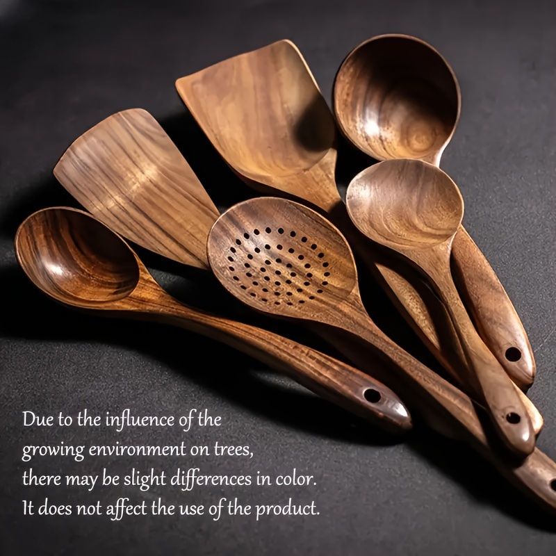 TEMU Set di posate in legno elegante da 6 pezzi - Cucchiai con , texture resistente adatta per / il Ringraziamento / Natale e altre festivit�, per
