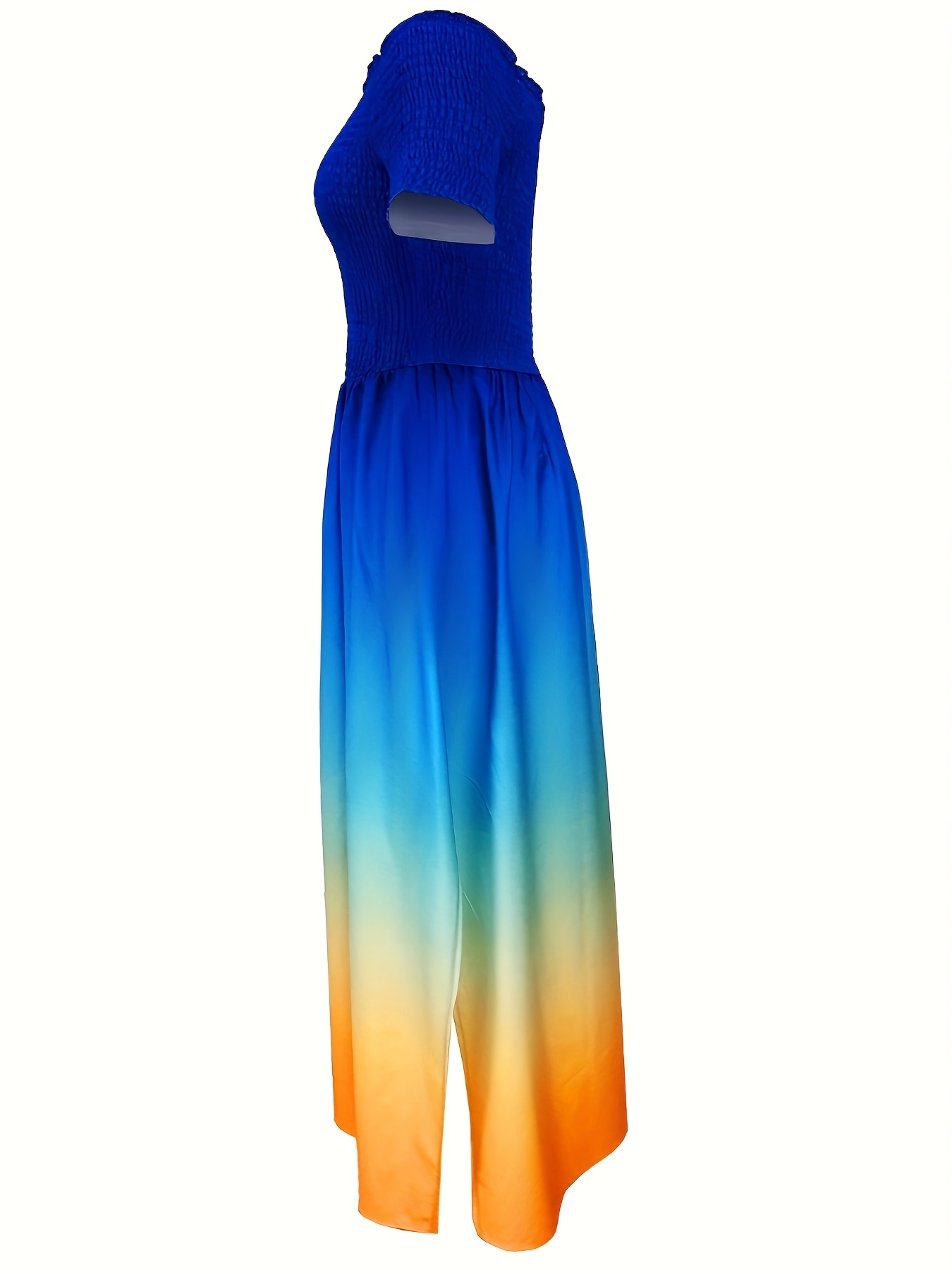 elegant blue gradient shoulder midi dress side slit chic a - Temu Saudi  Arabia