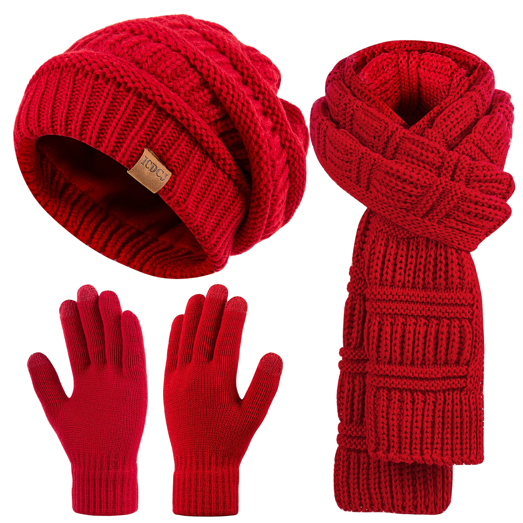 Mtze Schal Handschuhe Set  Touchscreen, Unisex, Winteraccessoires In Grau
