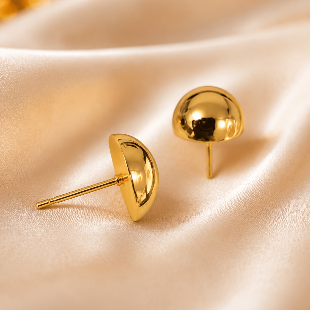 Women's Hemispherical Chubby Bean Stud Earrings