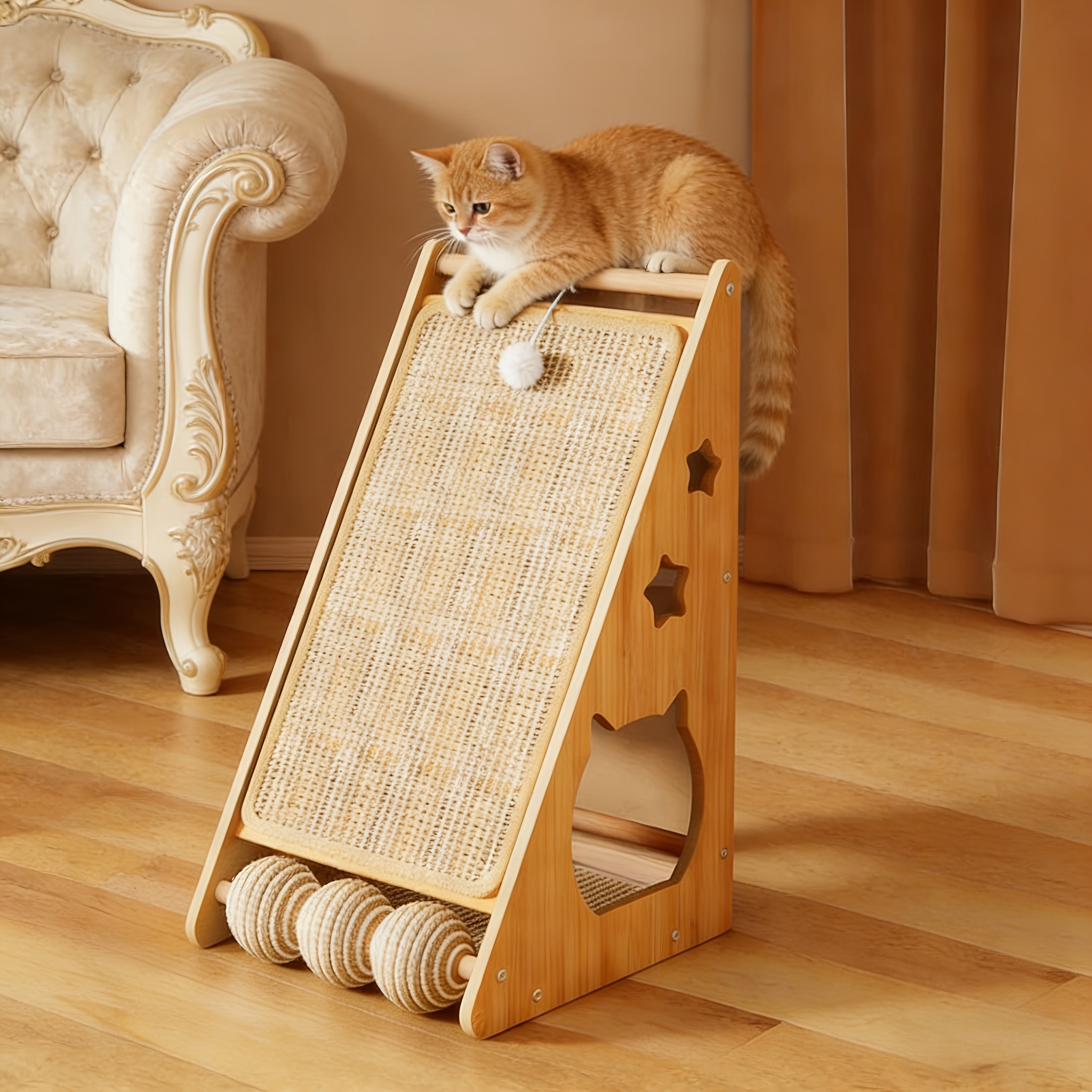 TEMU Luxuriöser Katzenkratzbaum und Bett mit Sisalseil und -Set - Stabiles, multifunktionales Katzenhaus und Spielzeug - Integriertes Design zum