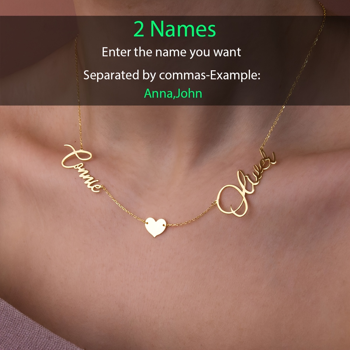 TEMU Collier avec pendentif cœur personnalisé pour femmes, acier inoxydable plaqué or , personnalisable, 2 en anglais, cadeau adapté à un , cadeau de