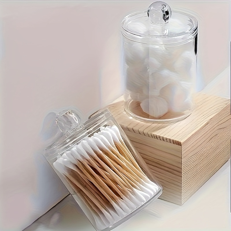 transparent acrylic swab and toothpick storage box a clear cosmetic organizer for bathroom additions a makeup storage box for balls swabs and dental floss a storage solution for the restroom