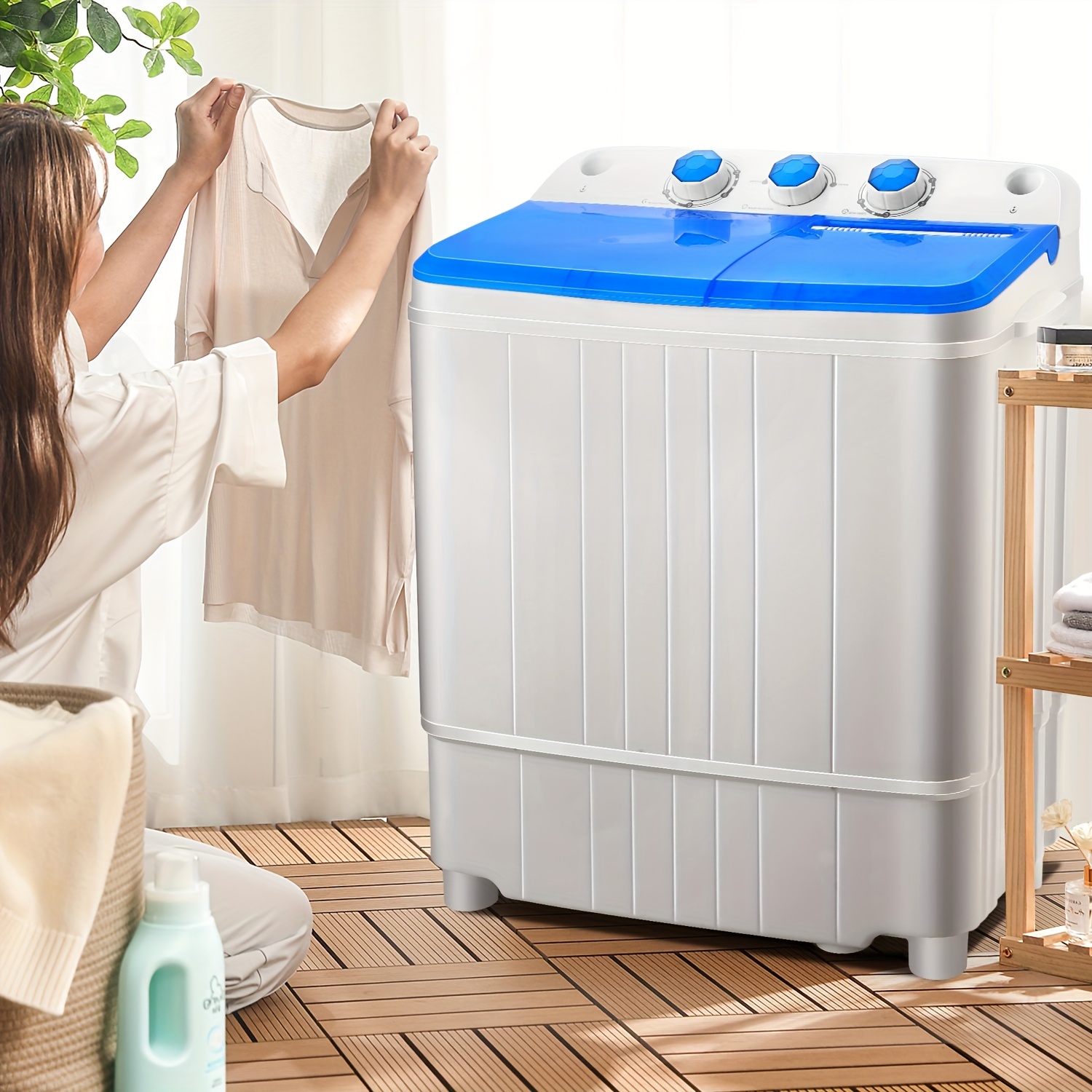 portable washing machine twin tub 17 6lbs capacity washer Temu