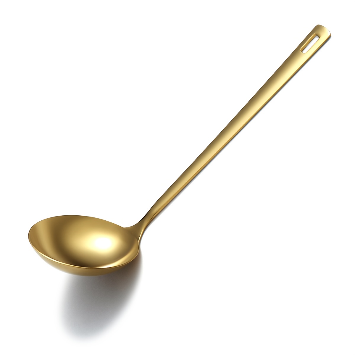 TEMU Golden stainless steel ladle, soup ladle, cooking ladle, kitchen ladle, metal soup ladle, suitable for cooking, compatible with cookware and