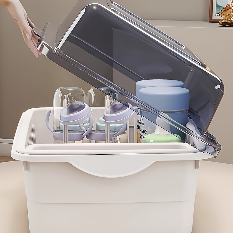 Large Capacity Baby Bottle Organizer with Drainage and Dustproof Drying Rack, Durable Plastic Cup Holder, Space-Saving Storage Shelf, Suitable for Kids Room, Kitchen, Bathroom, Perfect Christmas Gift, Best for Christmas