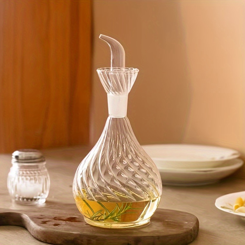 E-shop Glas-Ölspender, Glas-Ölflasche, Glas-Olivenölspender, hitzebeständiges Glasmaterial, gestreiftes Design, einfaches Nachfüllen ohne Trichter,