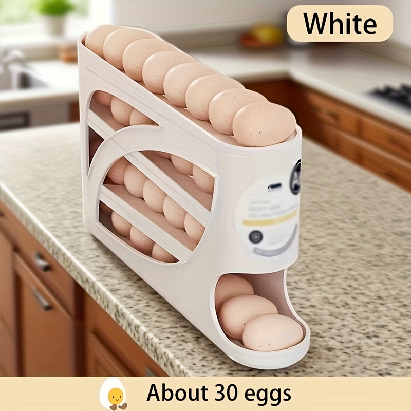 TEMU Anchorhearth 1pc Refrigerator Rolling Filling Egg Rack. Automatic Sliding. Save Labor And Space. Automatic Egg Roller, Large Capacity Stackable