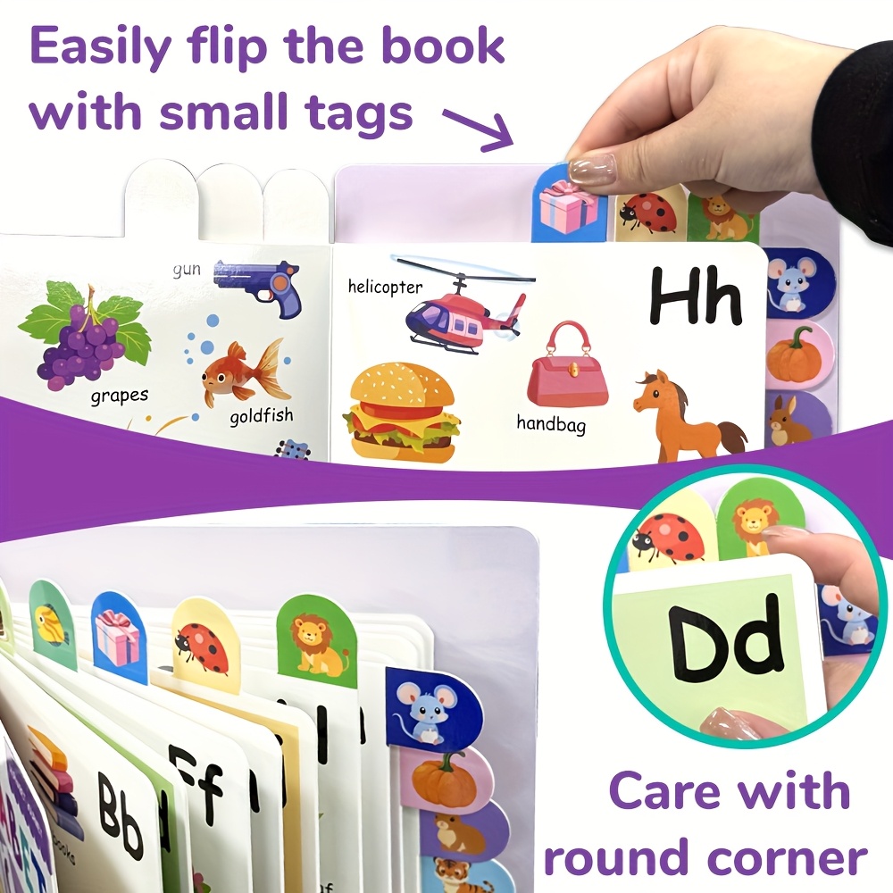 A-Z learning board books, Let's Learn ABC, Interactive Book for kids| 24 pages, Fun Taps, Board Book for Early Learning, basic knowledge, english words, MY first learning, safe and durable material, birthday, Christmas gift, school supplies, classroom use, homeschooling