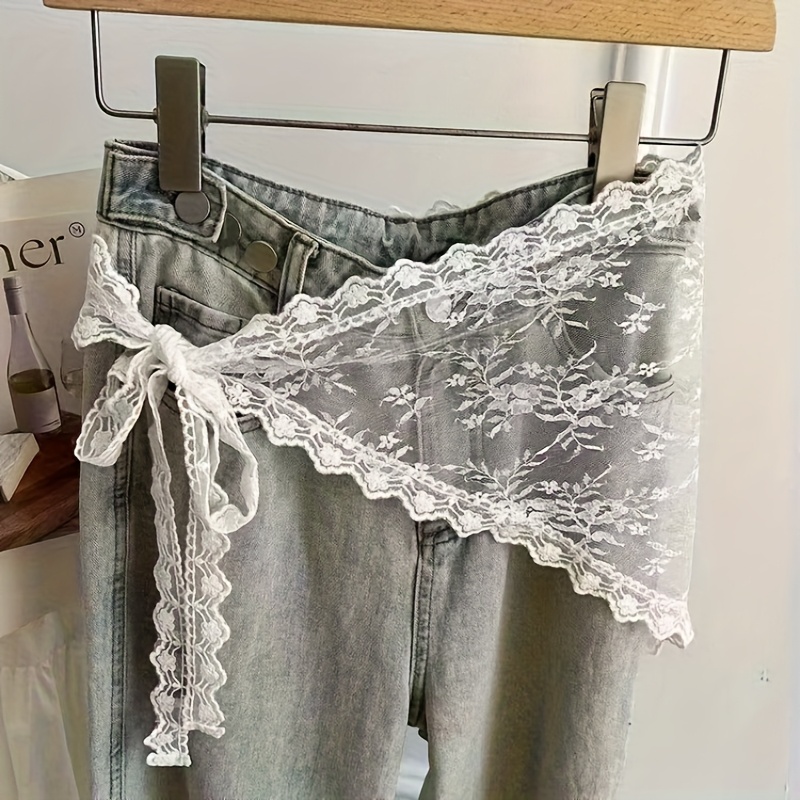 TEMU Vintage White Lace Mesh Headband Triangle Scarf Hair Accessory, Autumn And Winter Belt Layered Clothing, Apron Accessory, Hippie Cute, Bohemian,