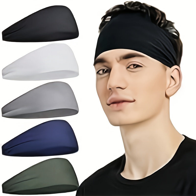 

5pcs Moisture Wicking Sports Headbands For Men - Perfect For Running, Cycling, Football, Yoga - Also Suitable For Women