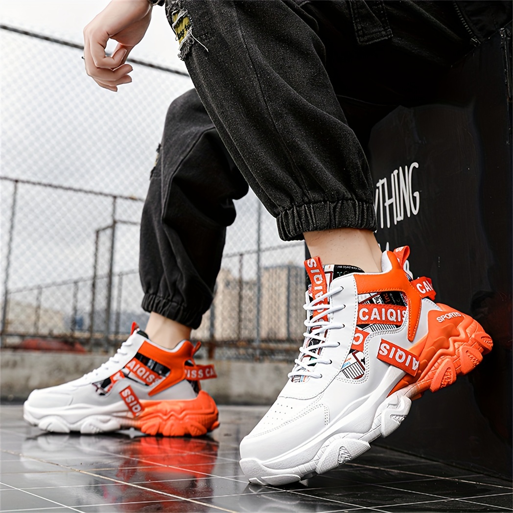 mens trendy high top gradient colour chunky shoes comfy non Temu