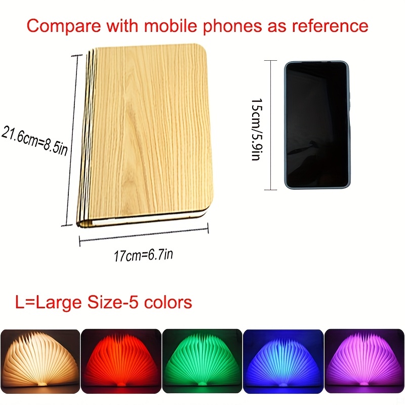 TEMU Magnetic Night Light 3/5 Colors Led Book Light For Friend Birthday Holiday Gift Usb Rechargeable Table Night Lamp Decor Bedroom Living Room