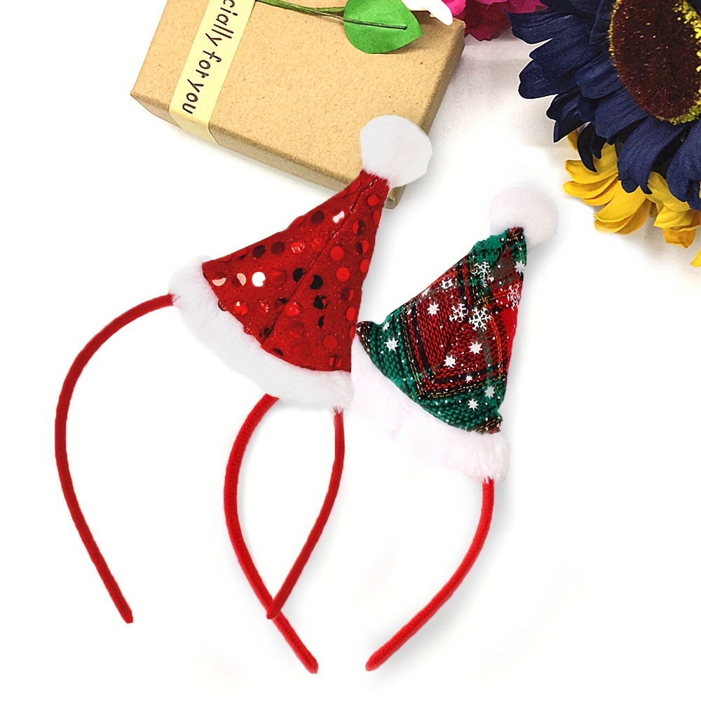 

Christmas Headband Set 1pcs - Holiday Party Accessory With Mixed Color Santa Hat Design, Suitable For Adults Over 15 Years, Polyester & Flexible Plastic Headband