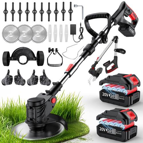 portable cordless electric lawn mower 3 in 1 trimmer edger shrub cutter w adjustable height rotating head 3 2 high capacity lithium batteries lightweight powerful yard tool for garden fathers day gift for dad husband men