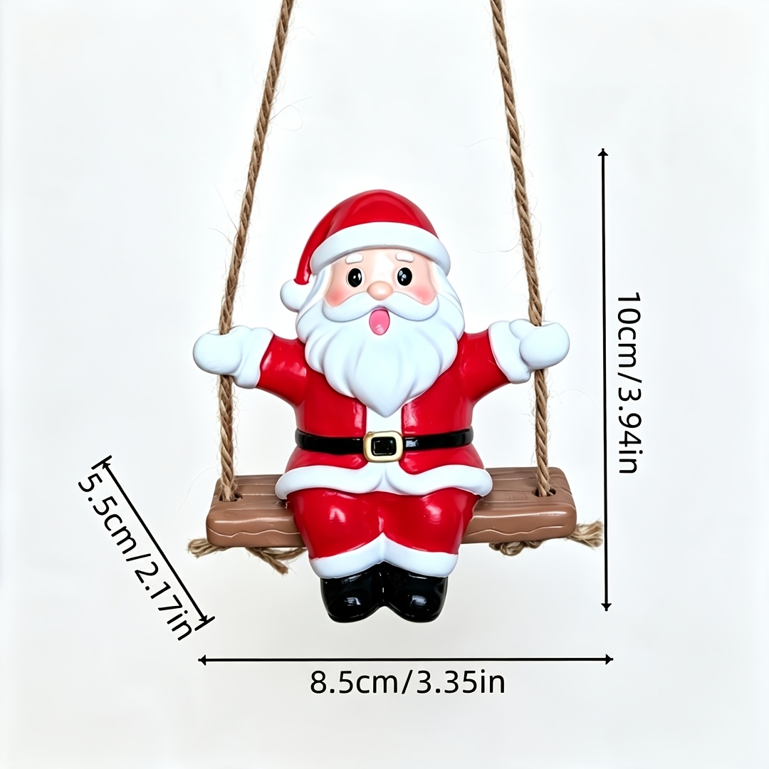 TEMU 1pc 1pcs Resin Swinging Santa Claus Hanging Ornament - Suitable For Window, Wall, Christmas Tree Decoration With Hanging Loop, Cute Santa Claus