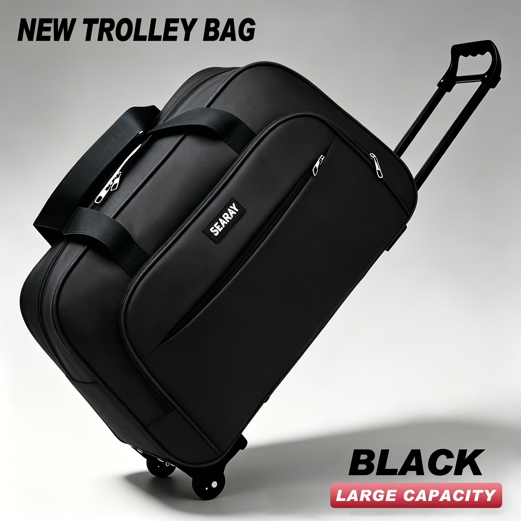 TEMU Telescopic Trolley Travel Bag, Multifunctional Wheeled Large Capacity Luggage Duffle, Scratch And Wear Resistant Storage Bag, Dual Carry Design: