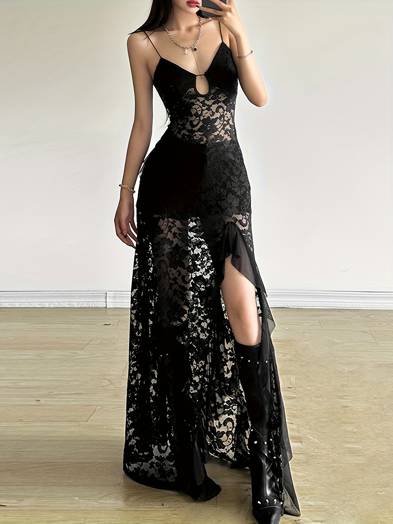 black lace dress sold on Temu United States