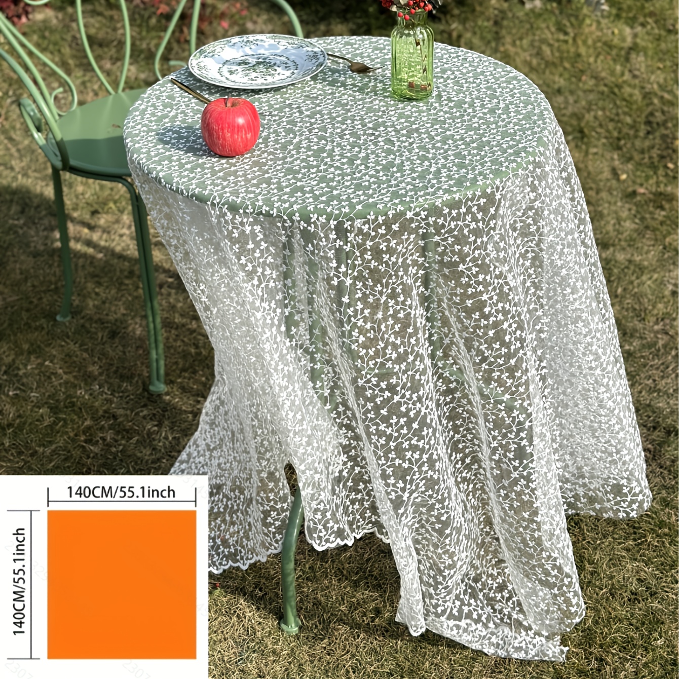 1pc French Romantic Floral Tablecloth Small Round Table Decoration Rectangular Dining Table Ambiance Decor Wedding Site Arrangement Home Outdoor Picnic Mat