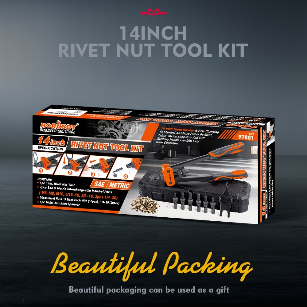 35.56cm Professional Hand Rivnut Nut Thread Riveter Kit