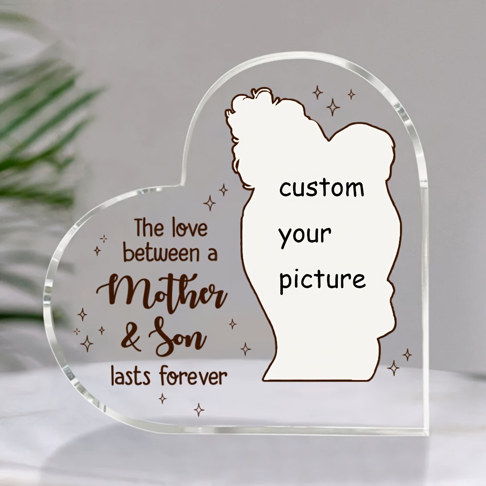 

(customized)mother And Son Custom Photo Collage Heart Acrylic Plaque, Mothers Day Gifts From Son, The Love Between A Mother And Son Lasts Forever 3.93inchx3.93inch