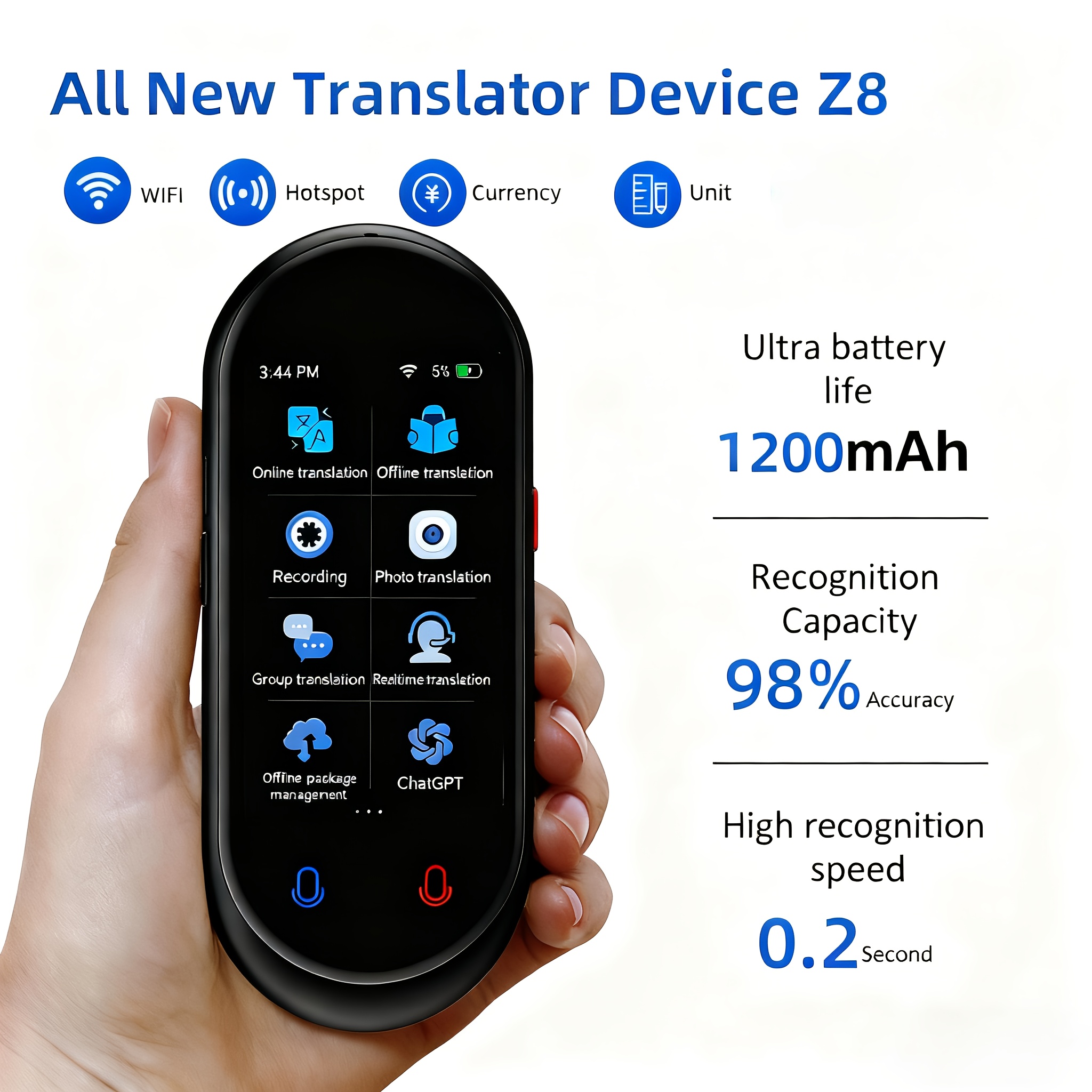 Image of Language Translator Device, Portable Translator No Wifi Needed, Offline Voice Photo Translation, 137 Languages , High Accuracy Translator Device For Travel
