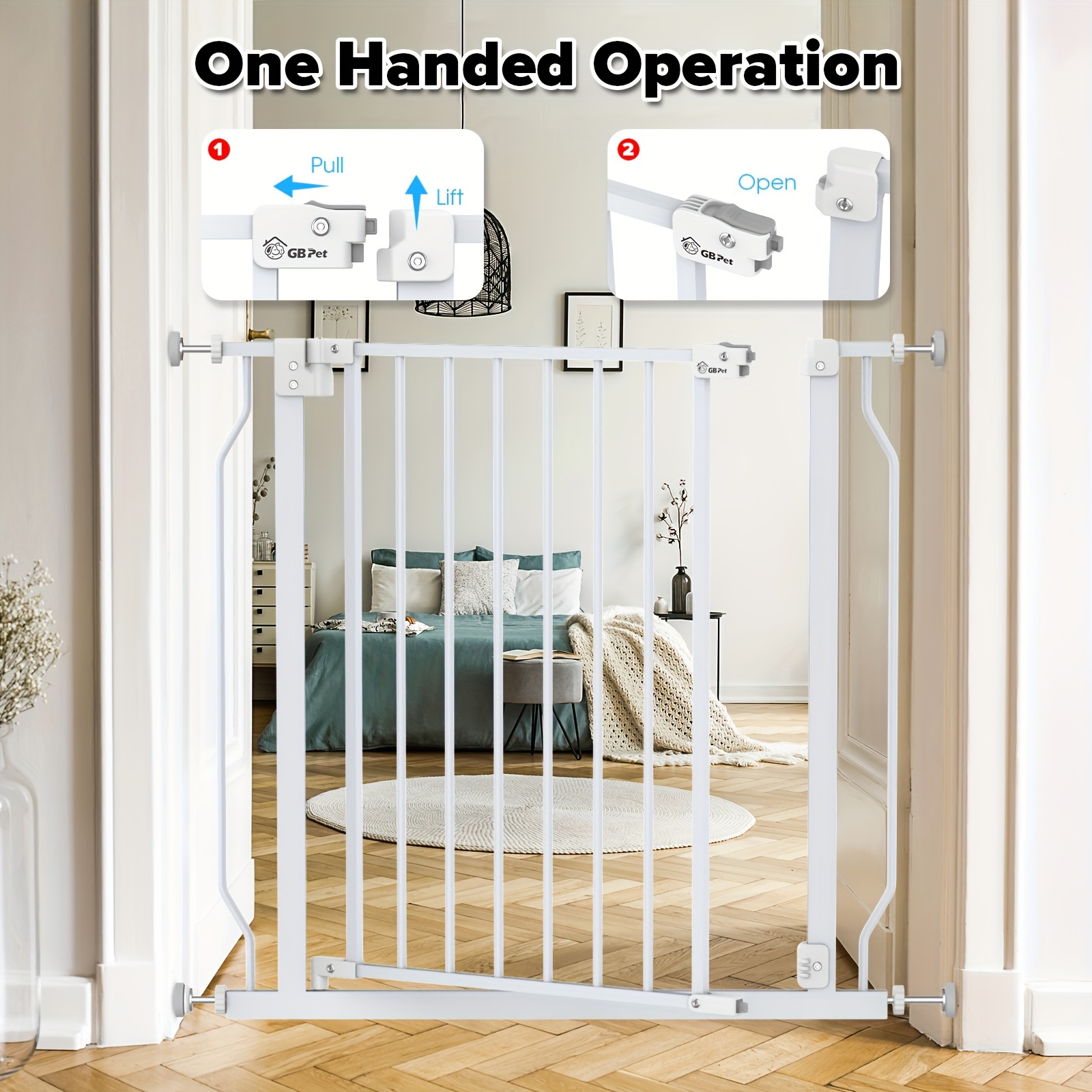TEMU Advwin Metal Safety Gate, Dog Gate For Doorways And With Auto Close/hold-open, 76cm Tall, Fits 75-87cm Pet Gates For House