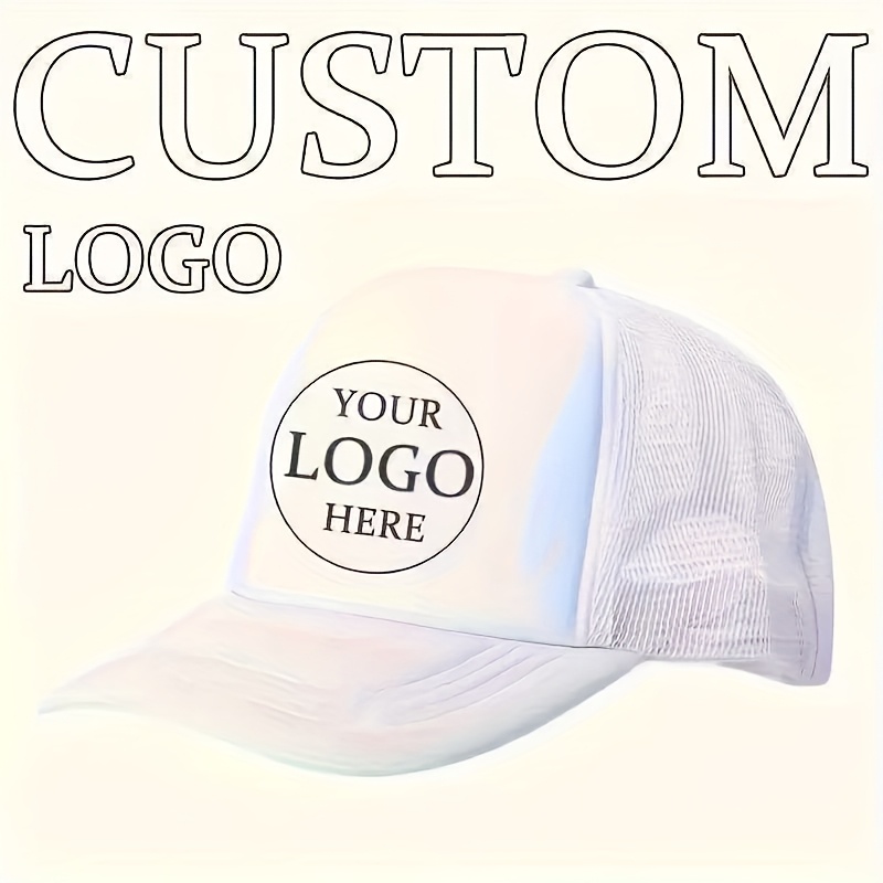 TEMU 1 Gorra Trucker con Logo Personalizado, 1 Gorra Trucker de Malla Transpirable con Logo Personalizado, Gorra de Béisbol de Poliéster Ajustable,