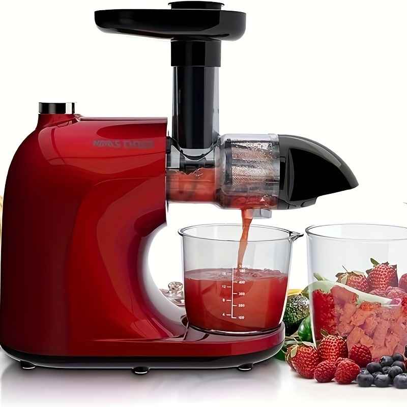 TEMU Masticating Juicer, Easy-to-clean Cold Press Machine With Reverse Function, , Bpa-free, Blenders For Kitchen, Nutrient-rich Juices, , , Ice Slushie & More, Red
