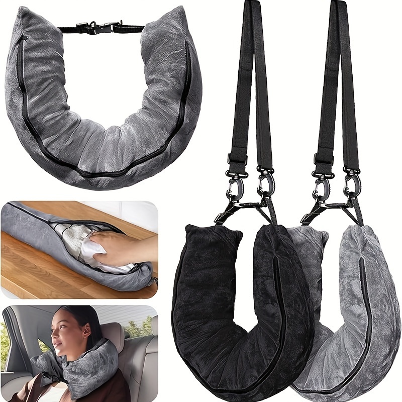 

Multifunctional Travel Pillow U-shaped Convertible Garment Bag - Portable Clothes Luggage Storage Neck Support Cushion - Polyester Machine Washable Airplane Pillow For Comfortable Rest