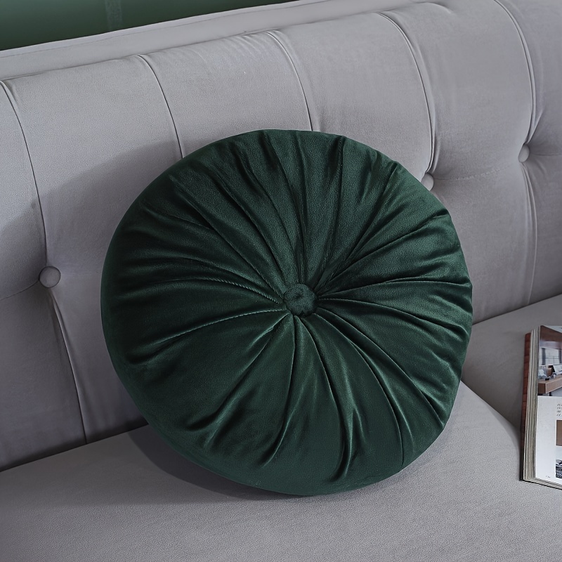 Image of 1pc, Pumpkin Pillow Round Retro Style, Solid Color Thickened Window Sill Waist Pillow Tatami Pumpkin Cushion Dutch Velvet Cushion