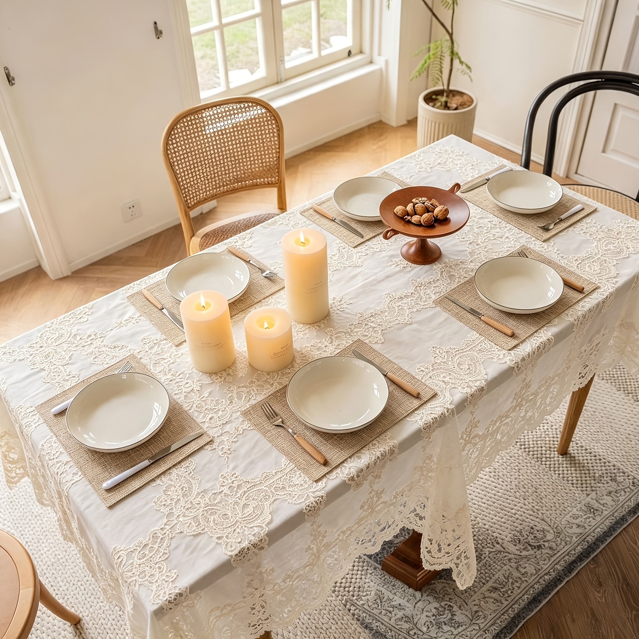 Image of Placemats Set Of 6, Heat Resistant Non-slip Vinyl Table Mats For Dining Table, Washable Durable Elegant Mats For Kitchen Indoor/outdoor Use